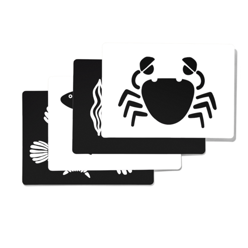 Complex Black and White Ocean Cards