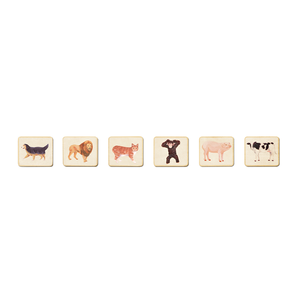 Montessori Animal Match Wooden Tiles (set of 6)